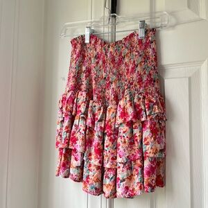 Floral Pink Ruffle Skirt